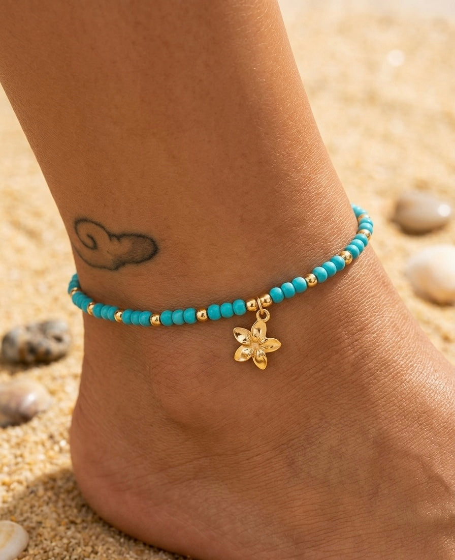 chaîne de cheville turquoise
