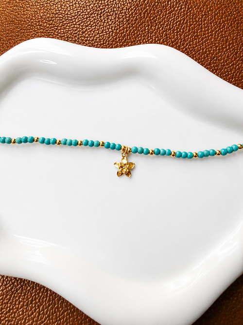 chaîne de cheville turquoise