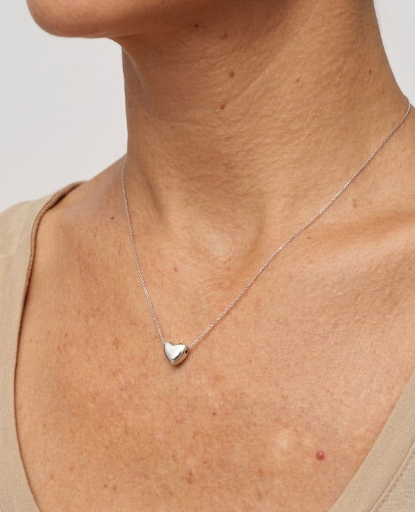 collier cœur discret argenté
