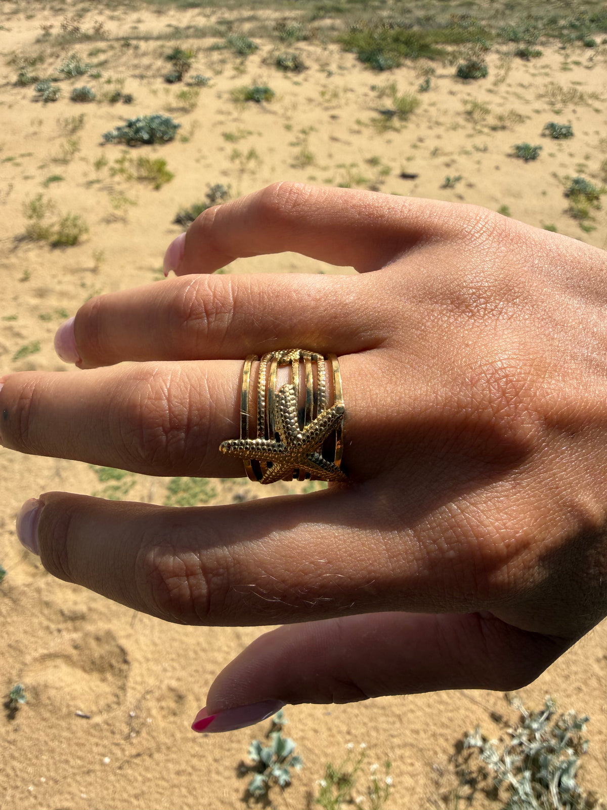 bague étoile de mer doré