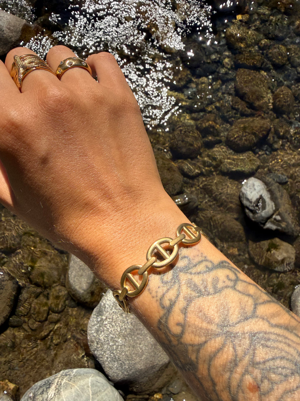 jonc maille marine doré