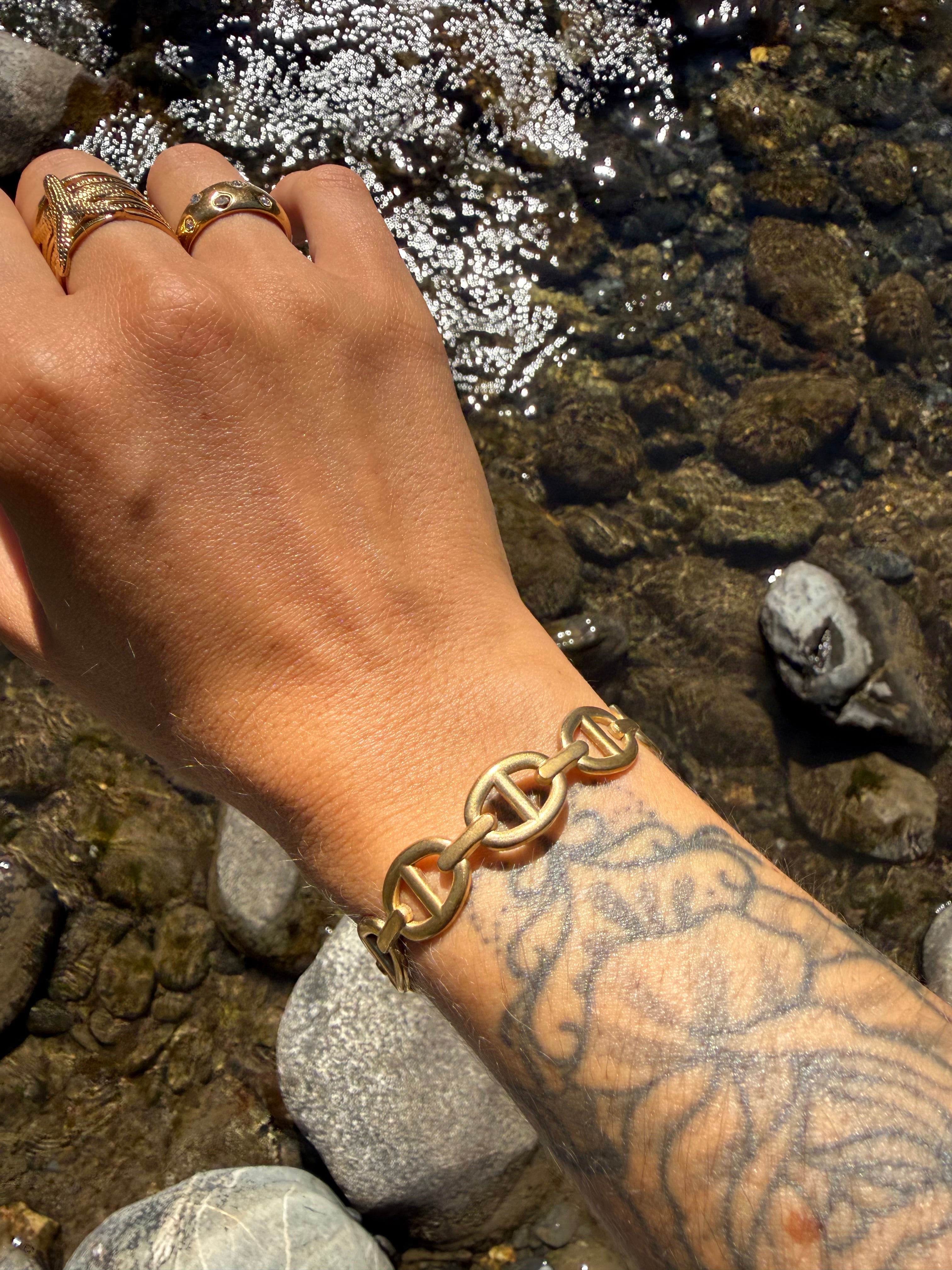 jonc maille marine doré