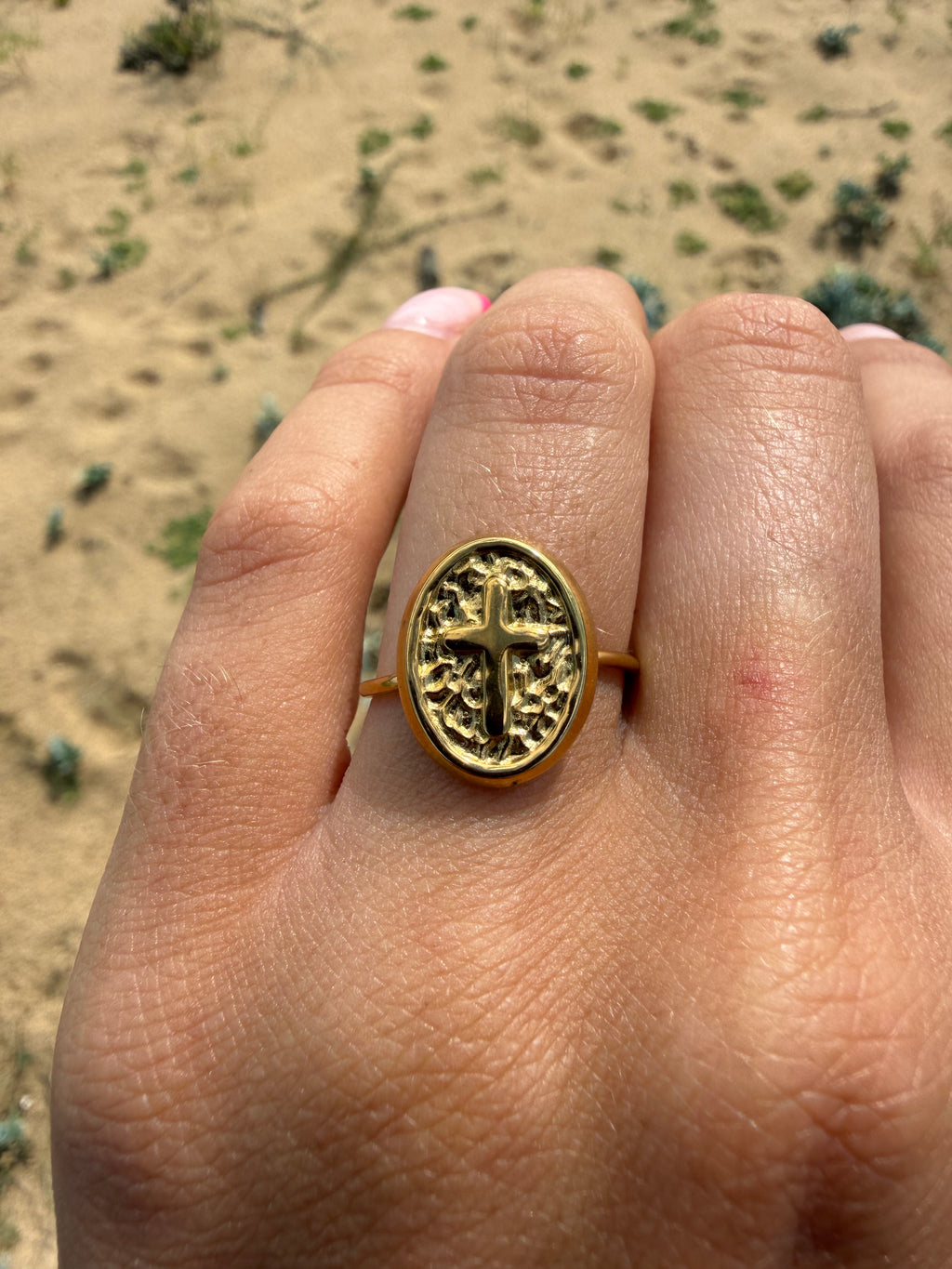 bague croix doré