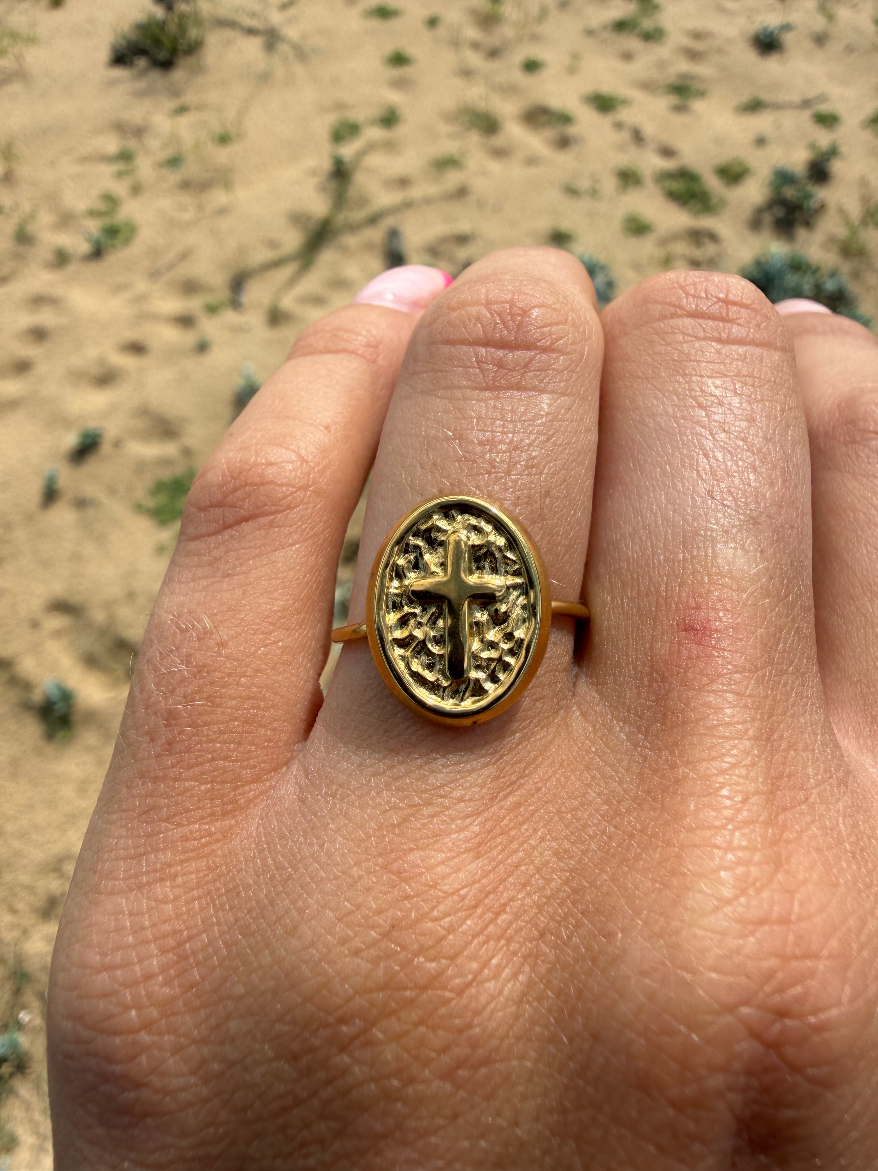 bague croix doré