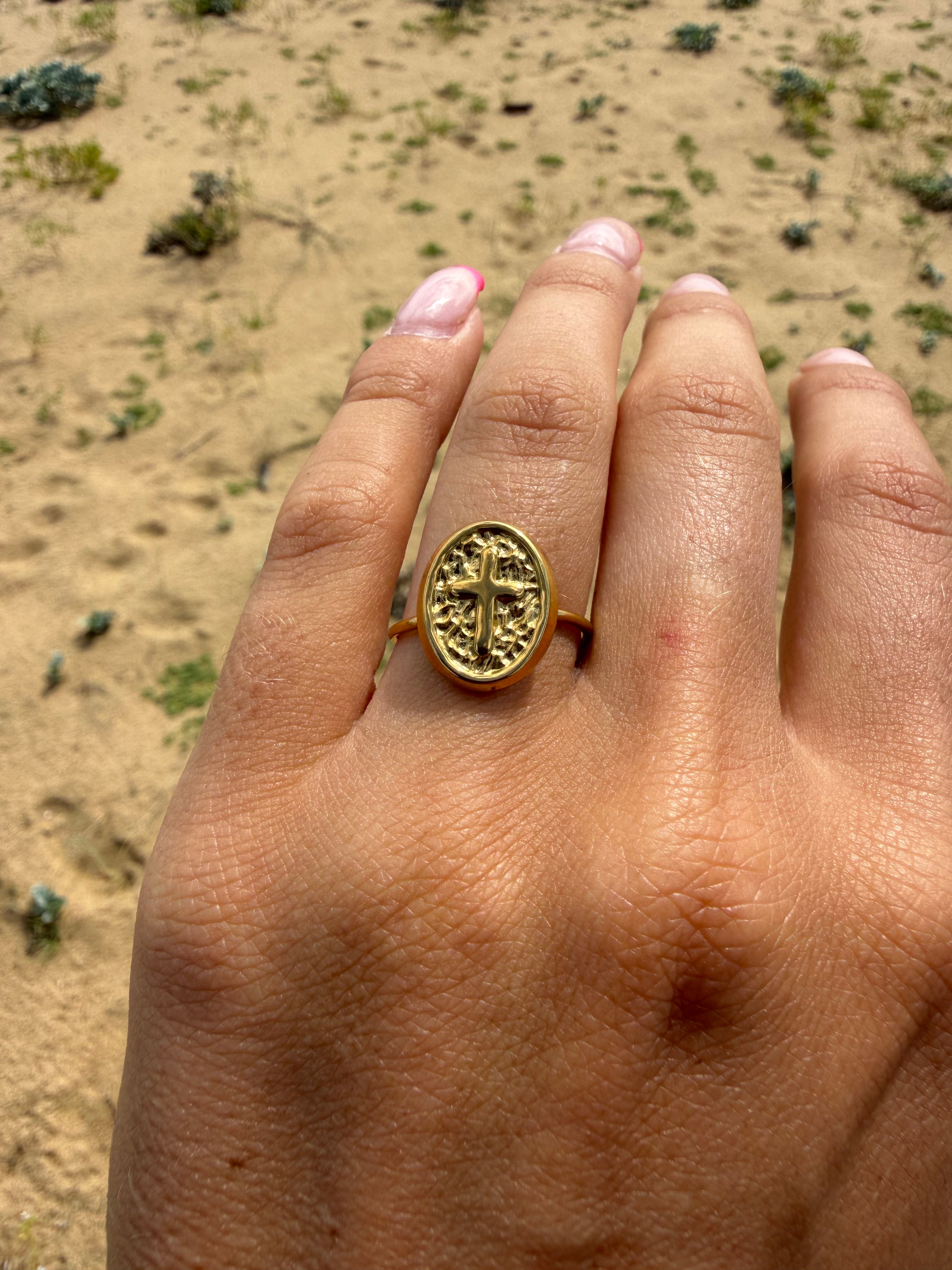 bague croix doré