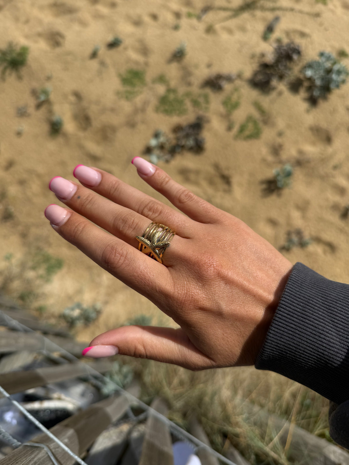 bague étoile de mer doré